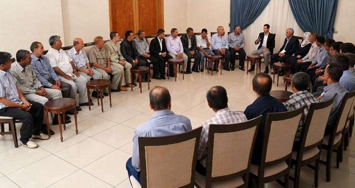 استقبل الرئيس السوري بشار الأسد، يوم الاثنين، عمال شركة إسمنت "الرستن"