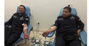 شرطة عجلون تتبرع بالدم لمواطن بمستشفى هيا العسكري