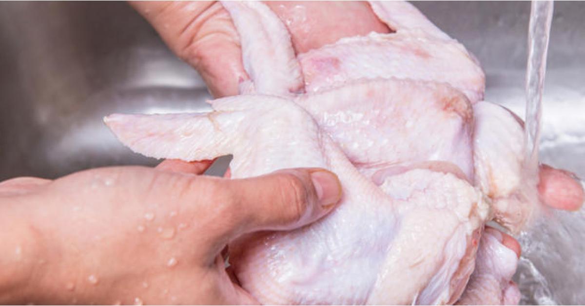 مخاطر غسل الدجاج قبل استعماله