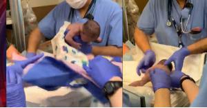 انزلاق رضيعة من يد الطبيب وعائلتها في حالة صدمة.. فيديو وصور
