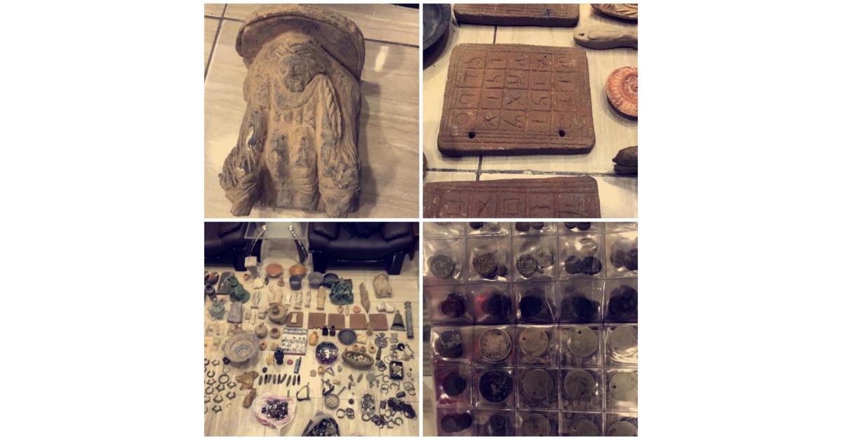 القاء القبض على شخص بحوزته مجموعة من القطع الأثرية شمال العاصمة.. صور