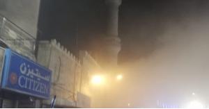 حريق في المسجد الحسيني في وسط البلد (صور)