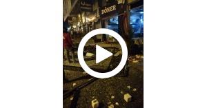 بالفيديو انفجار جرة غاز بمطعم في شارع المدينة المنورة