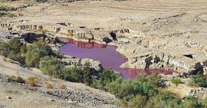 مياه حمراء مجهولة المصدر تتسرب إلى البحر الميت