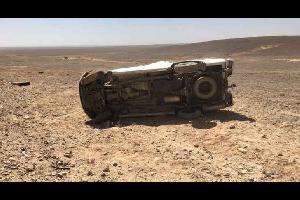 أصيب 5 أشخاص إثر حادث تدهور مركبة على طريق الأزرق في محافظة الزرقاء، وفق مصدر طبي.