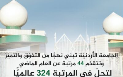 الجامعة الأردنيّة تحتفي بتقدمها 44 مرتبة في تصنيف QS العالمي وحلولها بالمرتبة 324