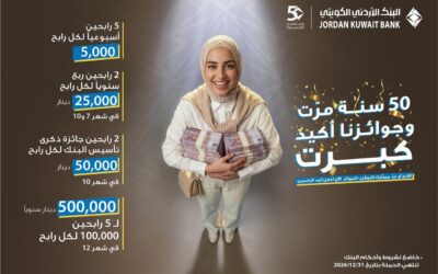 البنك الأردني الكويتي يطلق حملة جوائز حسابات التوفير – الجوائز لعام 2026 تحت شعار: “50 سنة مرّت وجوائزنا أكيد كبرت”